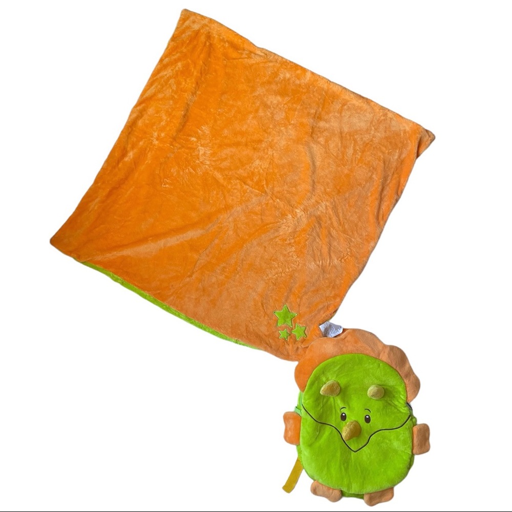NWT Kid’s Animal Adventure Cute Fuzzy Backpack & Blanket Combo - Green & Orange